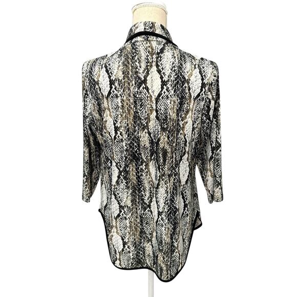 Frank Lyman Animal Metallic Print Cardigan Jacket Size 6 Open Shrug Slinky Knit - Picture 2 of 11